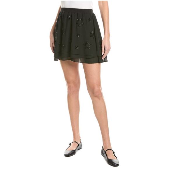 Chaser Beaded Star Flouncy Tiered Mini Skirt Size Medium NWT - Picture 2 of 9